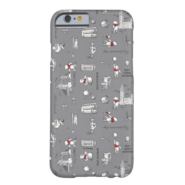 Winnie the Pooh | Hello Friends Grey Pattern Case-Mate iPhone Case (Back)