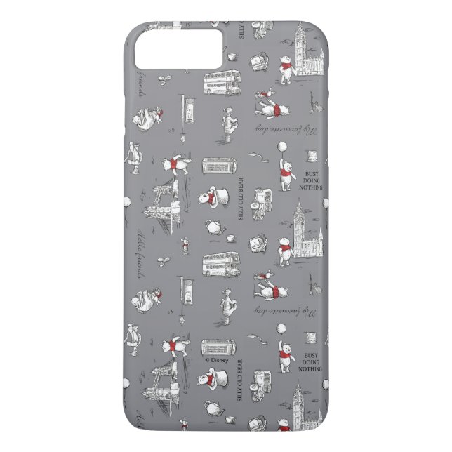 Winnie the Pooh | Hello Friends Grey Pattern Case-Mate iPhone Case (Back)