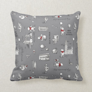 Winnie the Pooh   Hello Friends Grey Pattern Throw Pillow