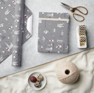 Winnie the Pooh   Hello Friends Grey Pattern Wrapping Paper