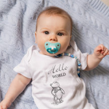 Winnie the Pooh | Hello World Quote Baby Bodysuit