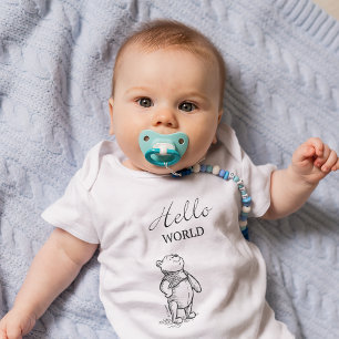 Winnie the Pooh   Hello World Quote Baby Bodysuit