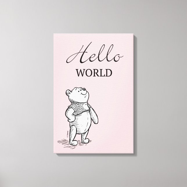 Winnie the Pooh | Hello World Quote Canvas Print (Front)