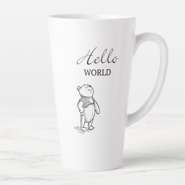 Winnie the Pooh | Hello World Quote Latte Mug (Right)