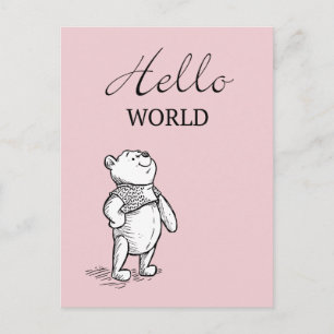 Winnie the Pooh Hello World Quote Postcard