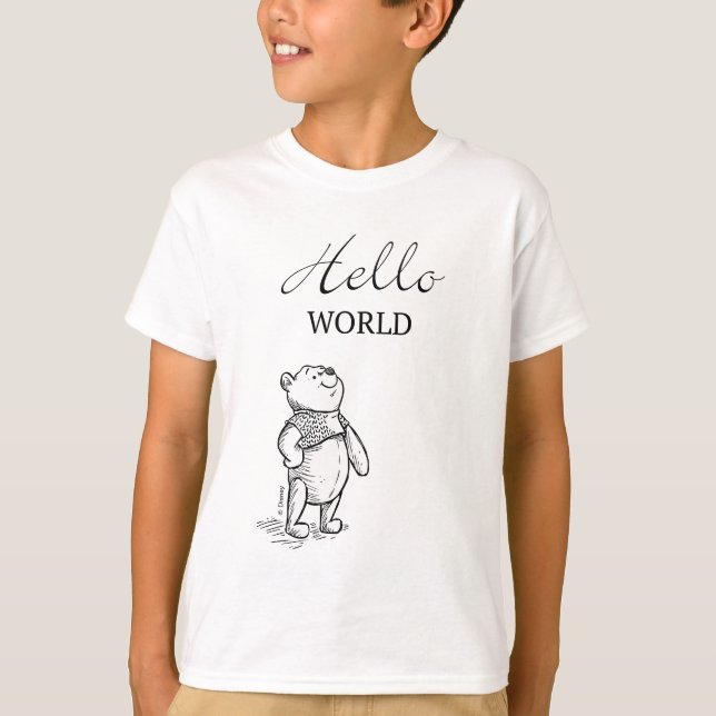 Winnie the Pooh | Hello World Quote T-Shirt (Front)