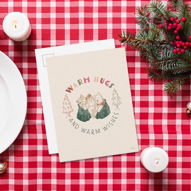 Winnie the Pooh | Holiday Wishes Postcard (Postcard on table)