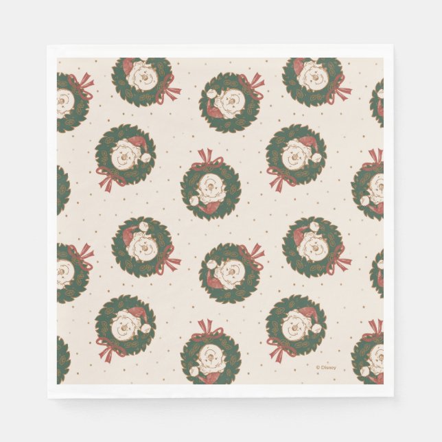 Winnie the Pooh Holiday Wreath Pattern Napkin (Front)