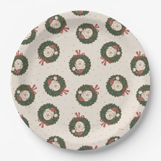 Winnie the Pooh Holiday Wreath Pattern Paper Plate (Front)