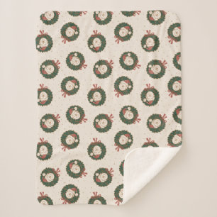 Winnie the Pooh Holiday Wreath Pattern Sherpa Blanket