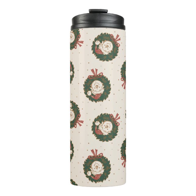 Winnie the Pooh Holiday Wreath Pattern Thermal Tumbler (Front)