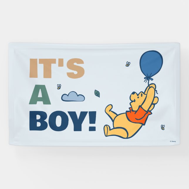 Winnie the Pooh "It's a Boy" Baby Shower Banner (Horizontal)