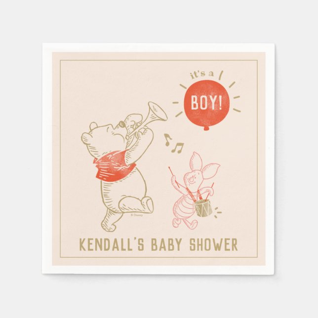Winnie the Pooh | It's a Boy! Baby Shower  Napkin (Front)