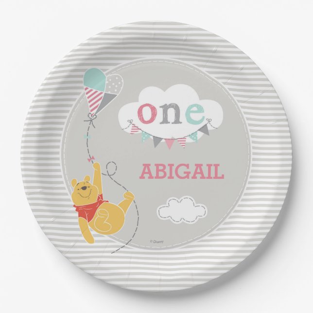 Winnie the Pooh Kite | Baby Girl Paper Plate (Front)