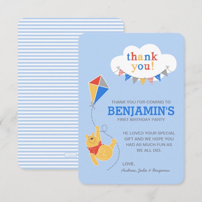 Winnie the Pooh Kite | Boy - Thank You Invitation (Front/Back)