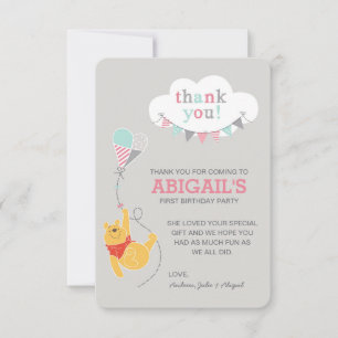 Winnie the Pooh Kite   Girl - Thank You Card