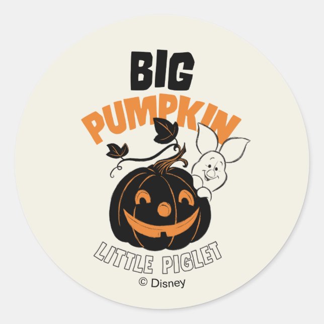 Winnie the Pooh | Little Piglet Big Pumkin Classic Round Sticker (Front)