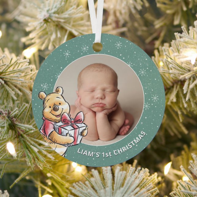 Winnie the Pooh | My First Christmas Photo Metal Ornament (Insitu)