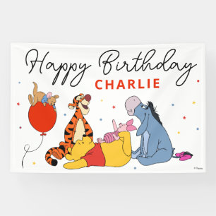 Winnie the Pooh - One   First Birthday  Banner