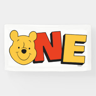 Winnie the Pooh - One   First Birthday  Banner