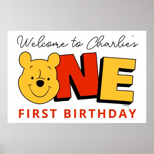 Winnie the Pooh - One | First Birthday  Poster (Front)