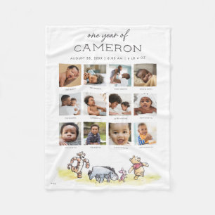 Winnie the Pooh One Year of - 12 Months Fleece Blanket