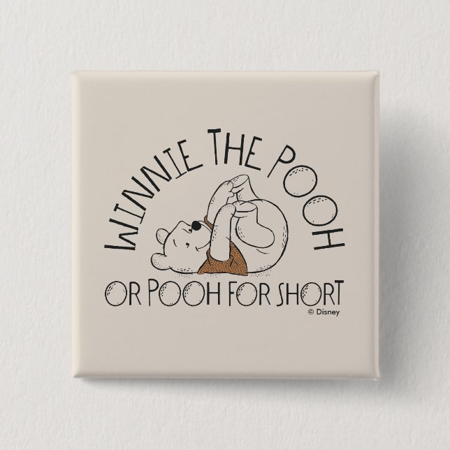 Winnie the Pooh or Pooh for Short 2 Inch Square Button (Front)