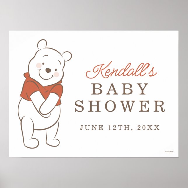 Winnie The Pooh Over the Moon Baby Shower Poster (Front)
