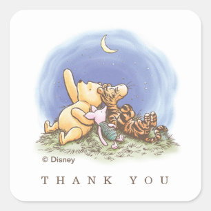 Winnie the Pooh Over the Moon   Baby Shower Square Sticker