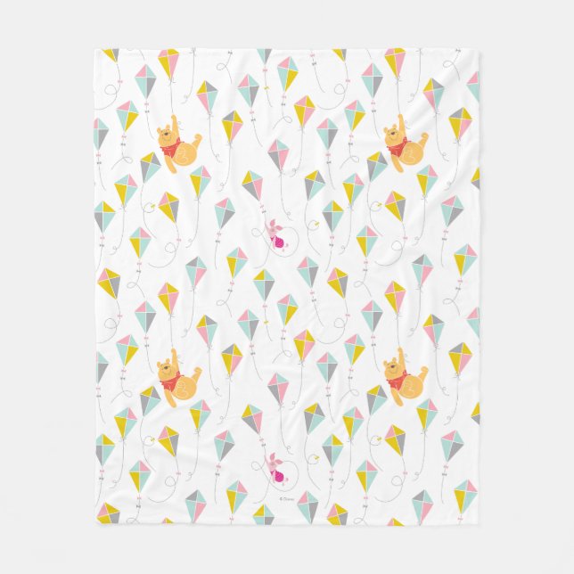 Winnie the Pooh | Pastel Kite Pattern Fleece Blanket (Front)