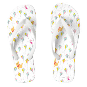 Winnie the Pooh   Pastel Kite Pattern Flip Flops