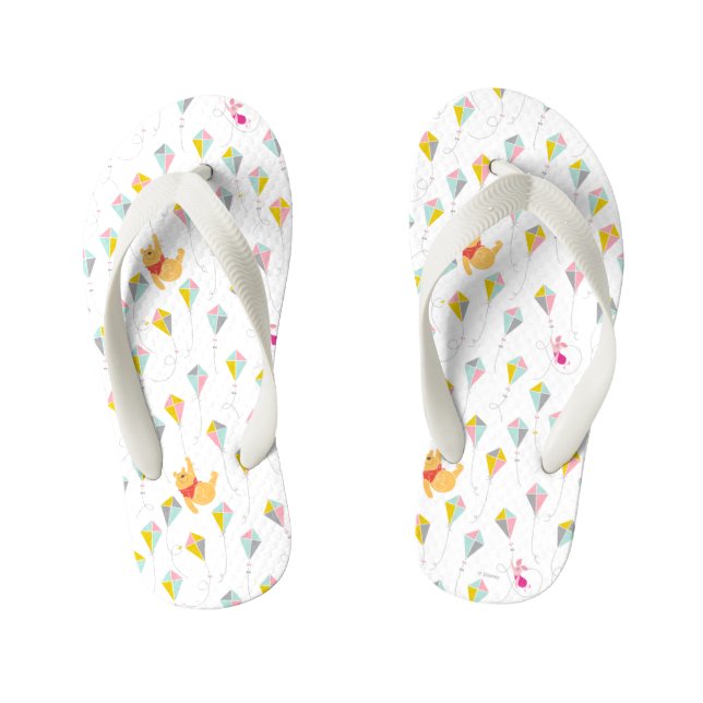 Winnie the Pooh | Pastel Kite Pattern Kid's Flip Flops (Footbed)