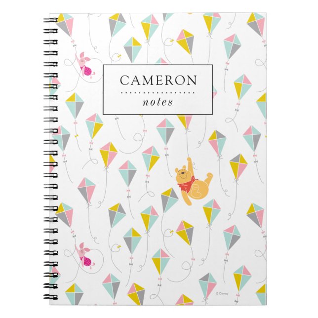 Winnie the Pooh | Pastel Kite Pattern Notebook (Front)