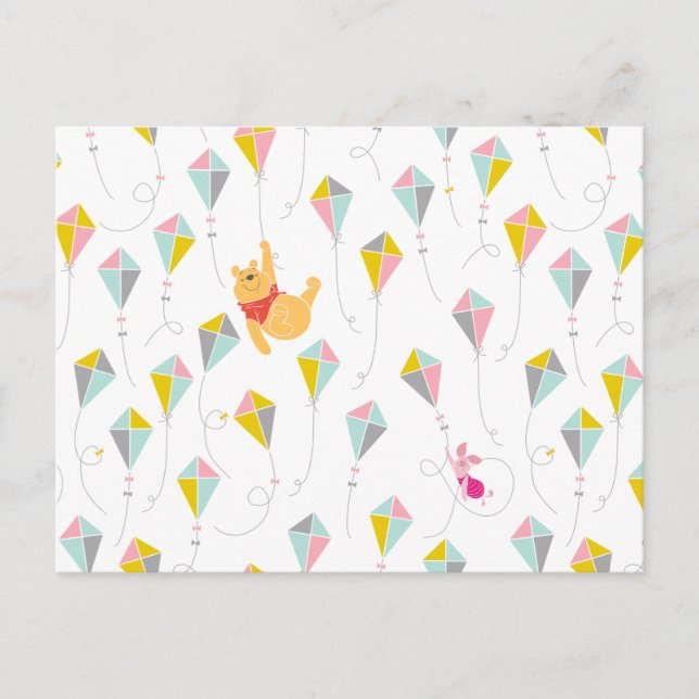 Winnie the Pooh | Pastel Kite Pattern Postcard (Front)