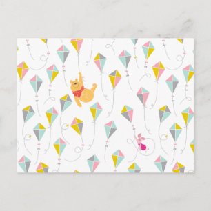 Winnie the Pooh   Pastel Kite Pattern Postcard