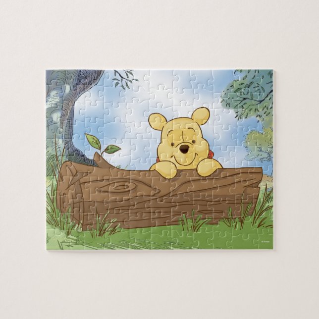 Winnie the Pooh Peeking Over Log Jigsaw Puzzle (Horizontal)