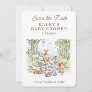 Winnie the Pooh Picnic Baby Shower Save the Date