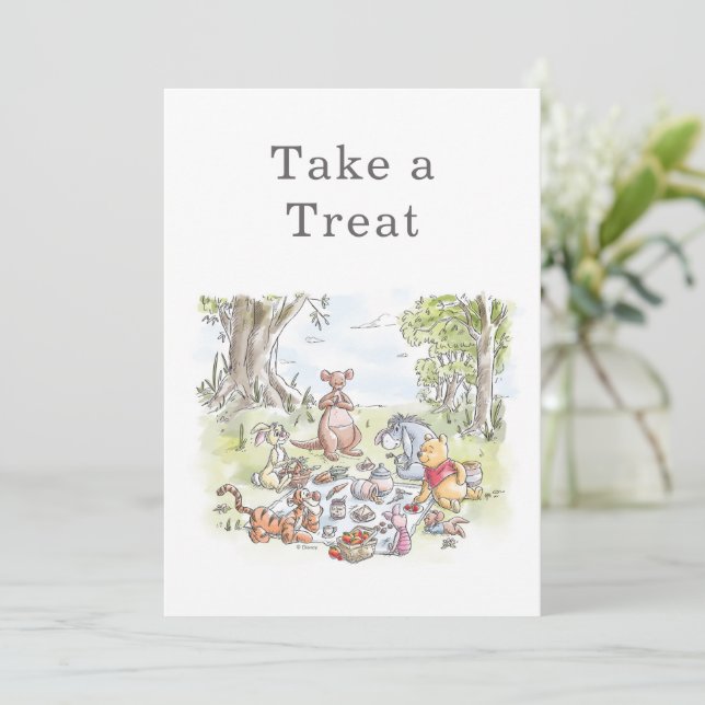 Winnie the Pooh Picnic Baby Shower Take a Treat Invitation (Standing Front)