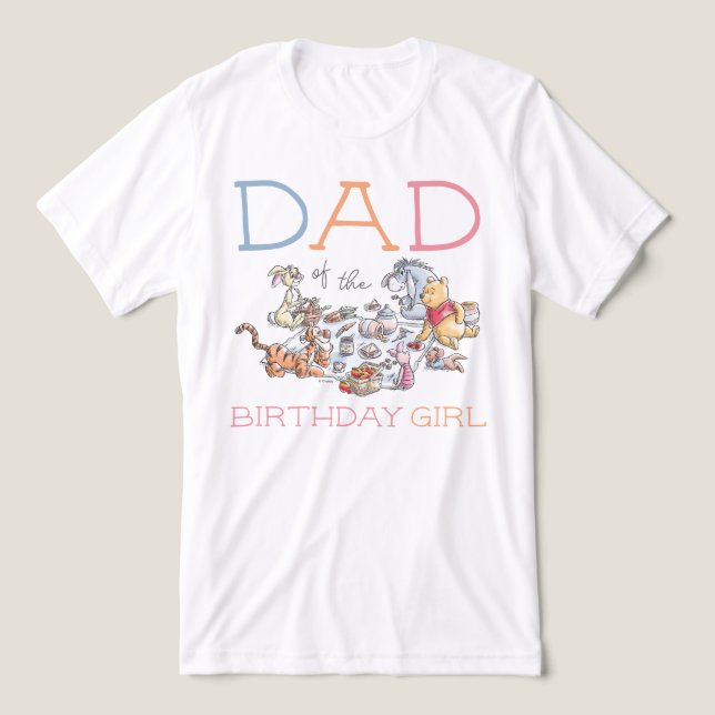 Winnie the Pooh Picnic - Dad of the Birthaday Girl Tri-Blend Shirt (Design Front)
