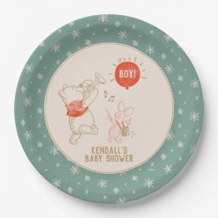 Winnie the Pooh & Piglet Winter   Boy Baby Shower  Paper Plate