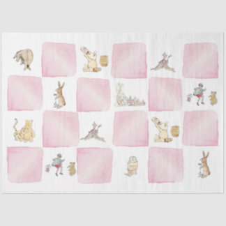Winnie the Pooh Pink Check Tissue Paper