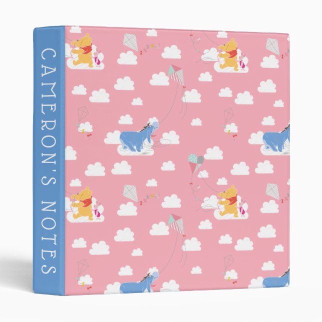 Winnie the Pooh | Pink Flying Kite Days Pattern Binder (Front/Spine)