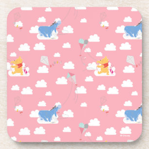 Winnie the Pooh   Pink Flying Kite Days Pattern Coaster