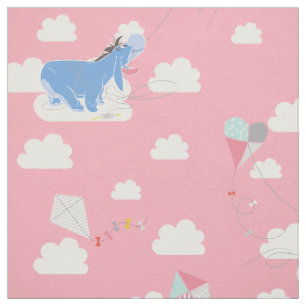 Winnie the Pooh   Pink Flying Kite Days Pattern Fabric