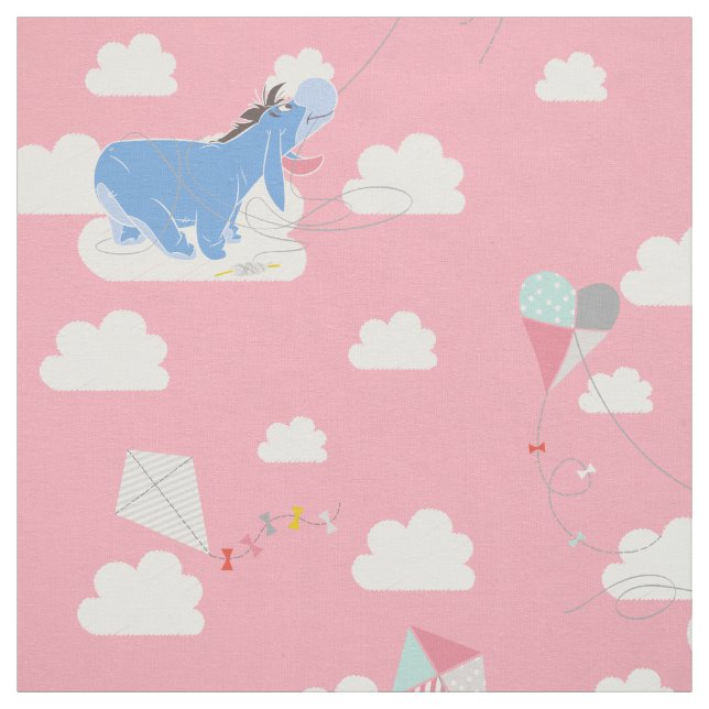 Winnie the Pooh | Pink Flying Kite Days Pattern Fabric (Swatch)