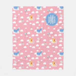 Winnie the Pooh   Pink Flying Kite Days Pattern Fleece Blanket