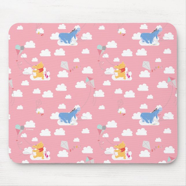 Winnie the Pooh | Pink Flying Kite Days Pattern Mouse Pad (Front)