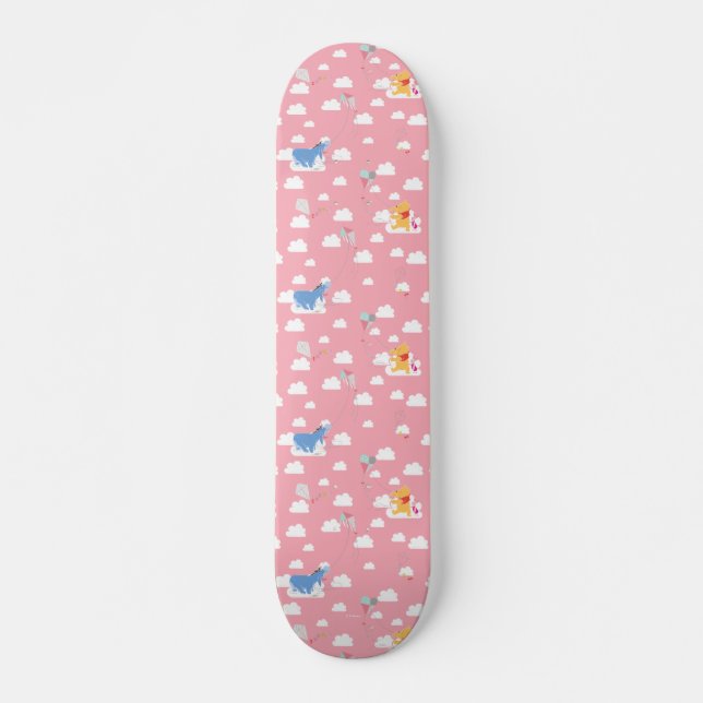 Winnie the Pooh | Pink Flying Kite Days Pattern Skateboard (Front)