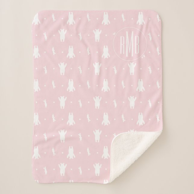 Winnie the Pooh | Pink Pastel Polka Dot Pattern Sherpa Blanket (Front)