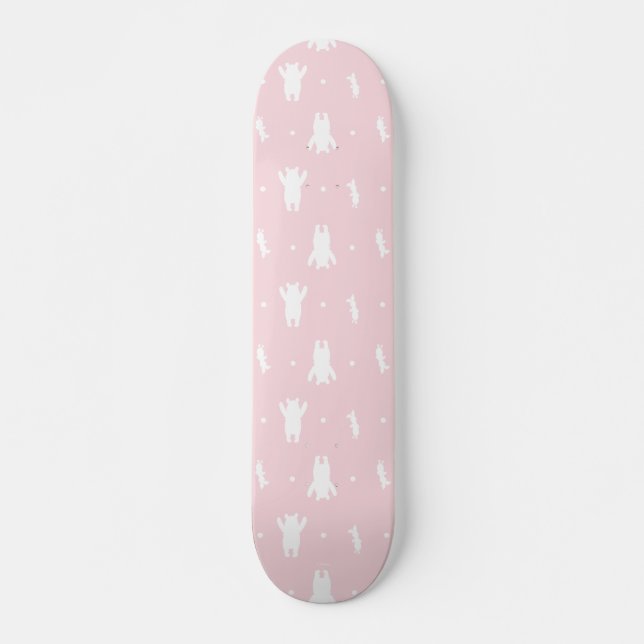 Winnie the Pooh | Pink Pastel Polka Dot Pattern Skateboard (Front)